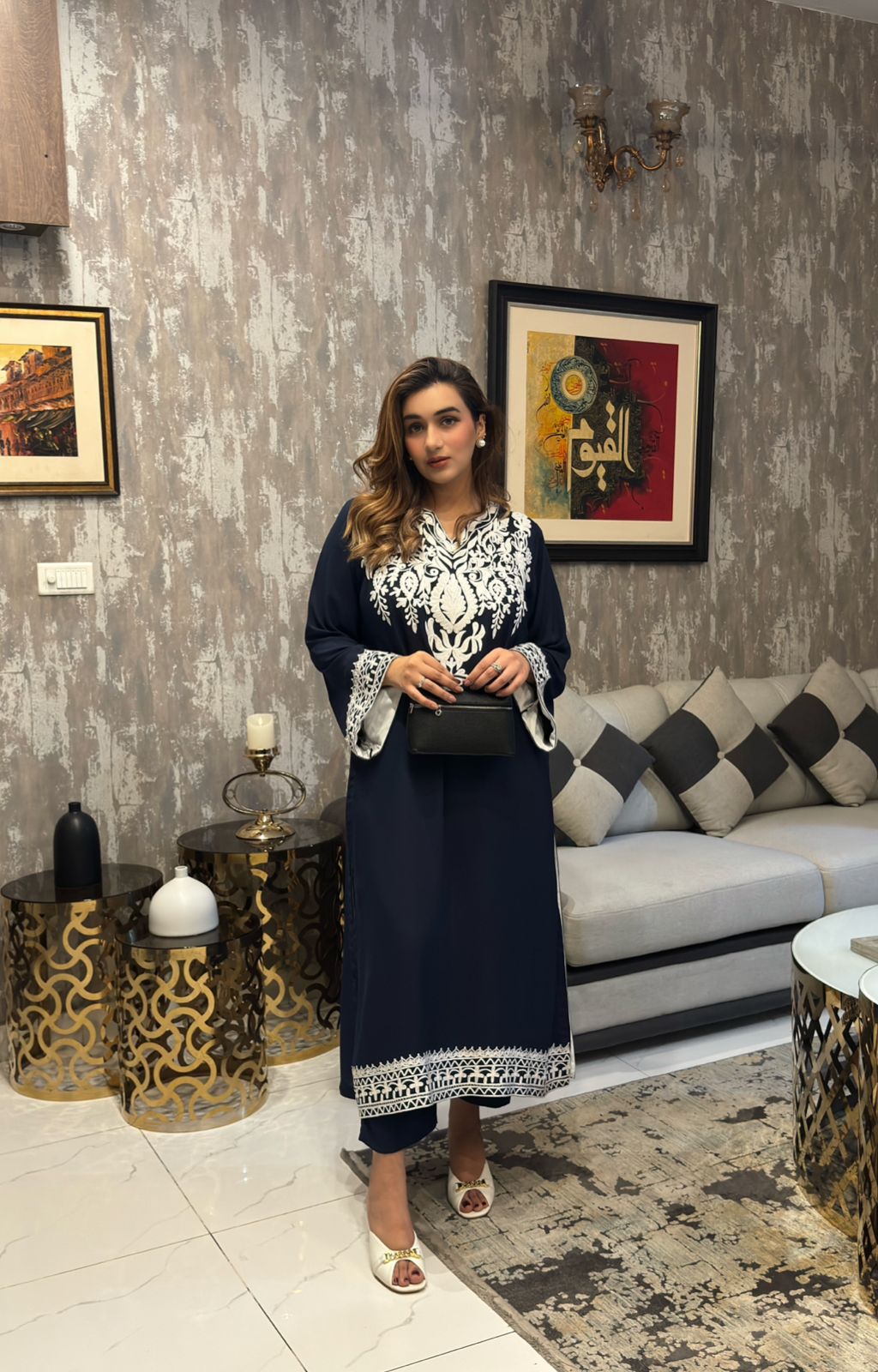 Manahils Stitched Dark Blue Embroidered