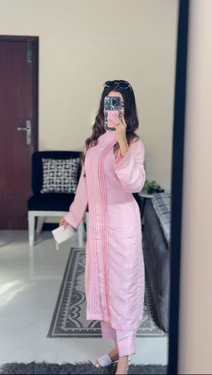 Zauk Stitched 2 Piece Collection-Misty Rose