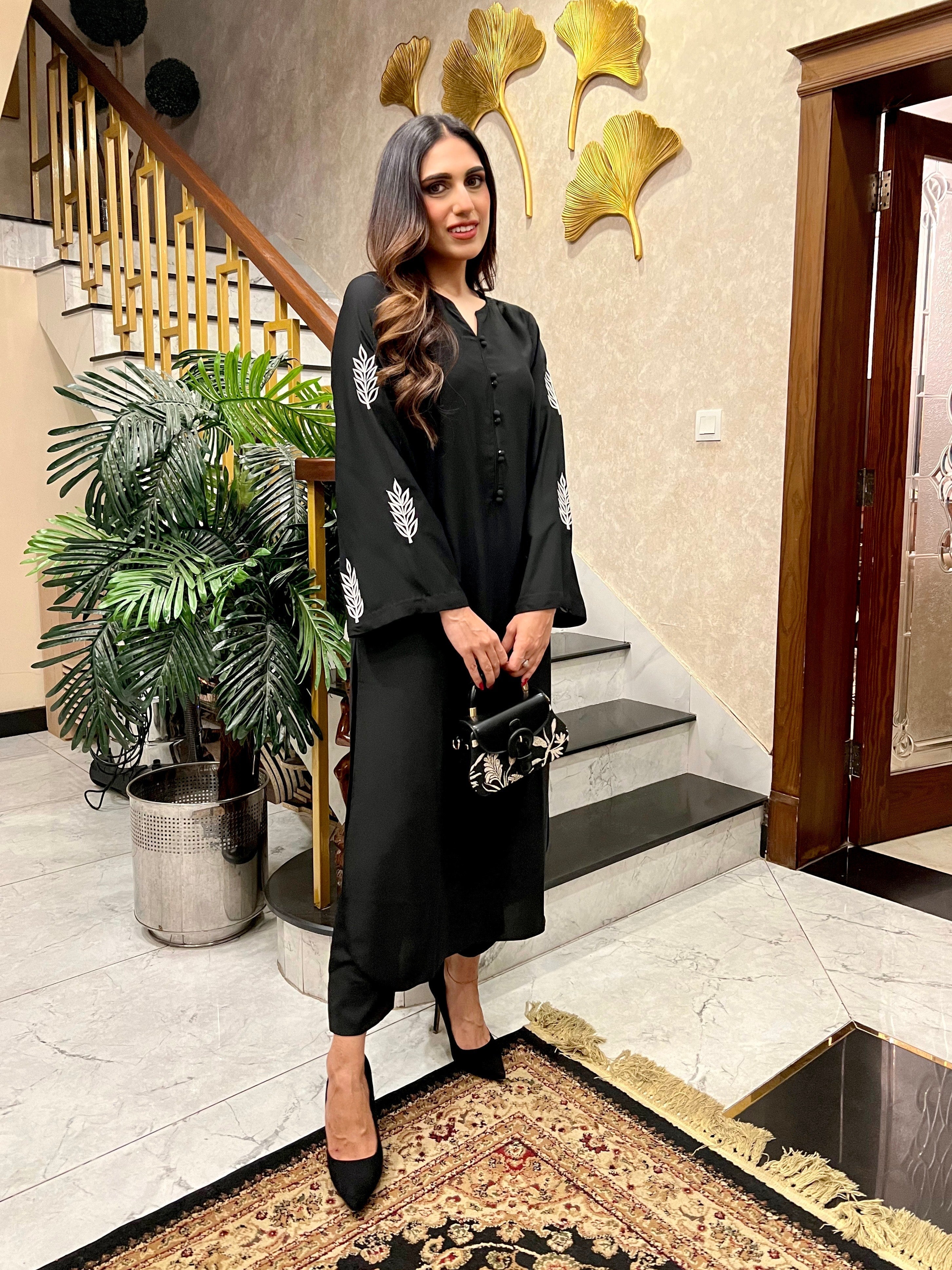 Manahils Stitched Sleeves Embroidered Two Pc