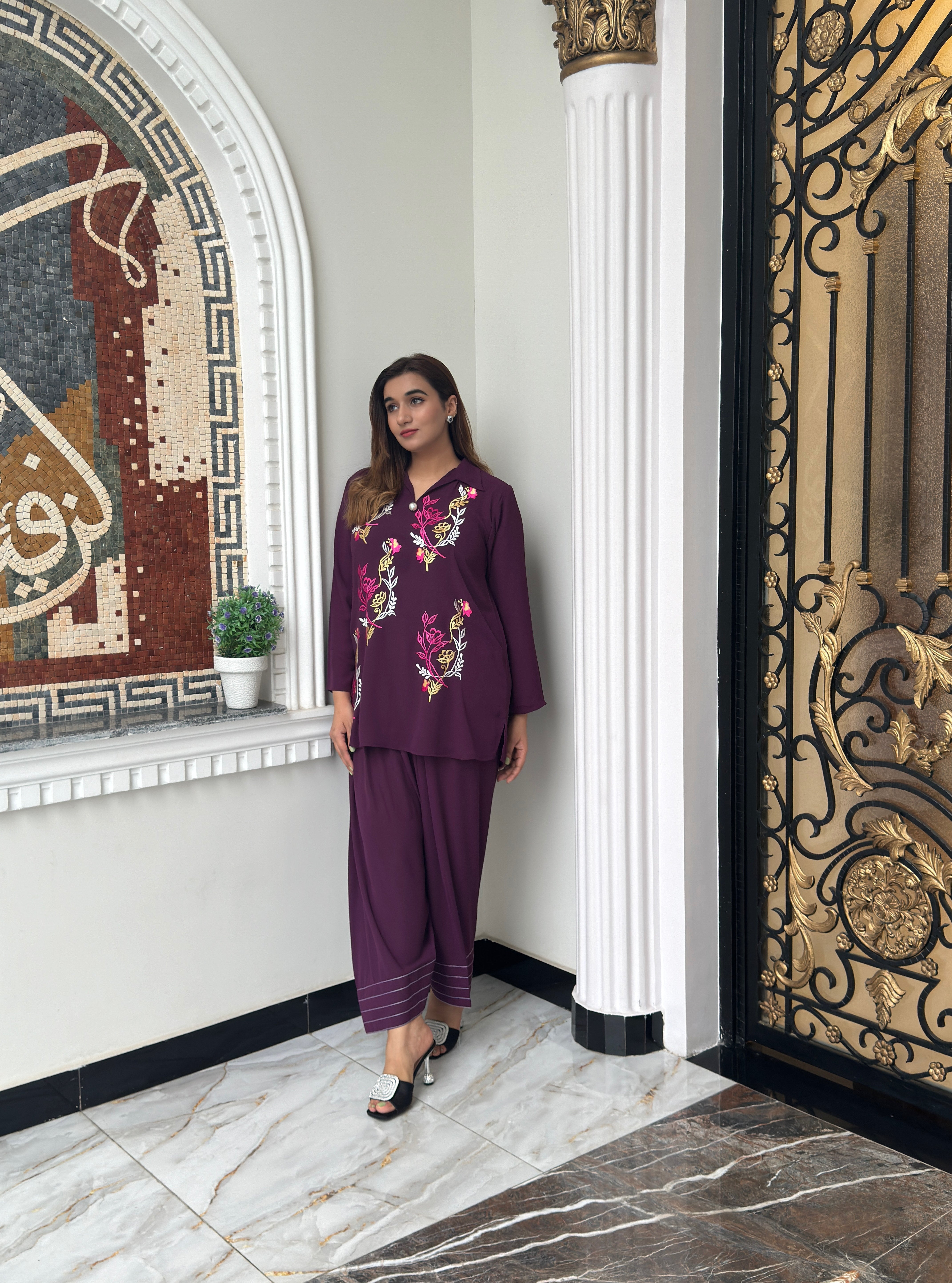 Manahils Stitched Purple Aura Embroidered