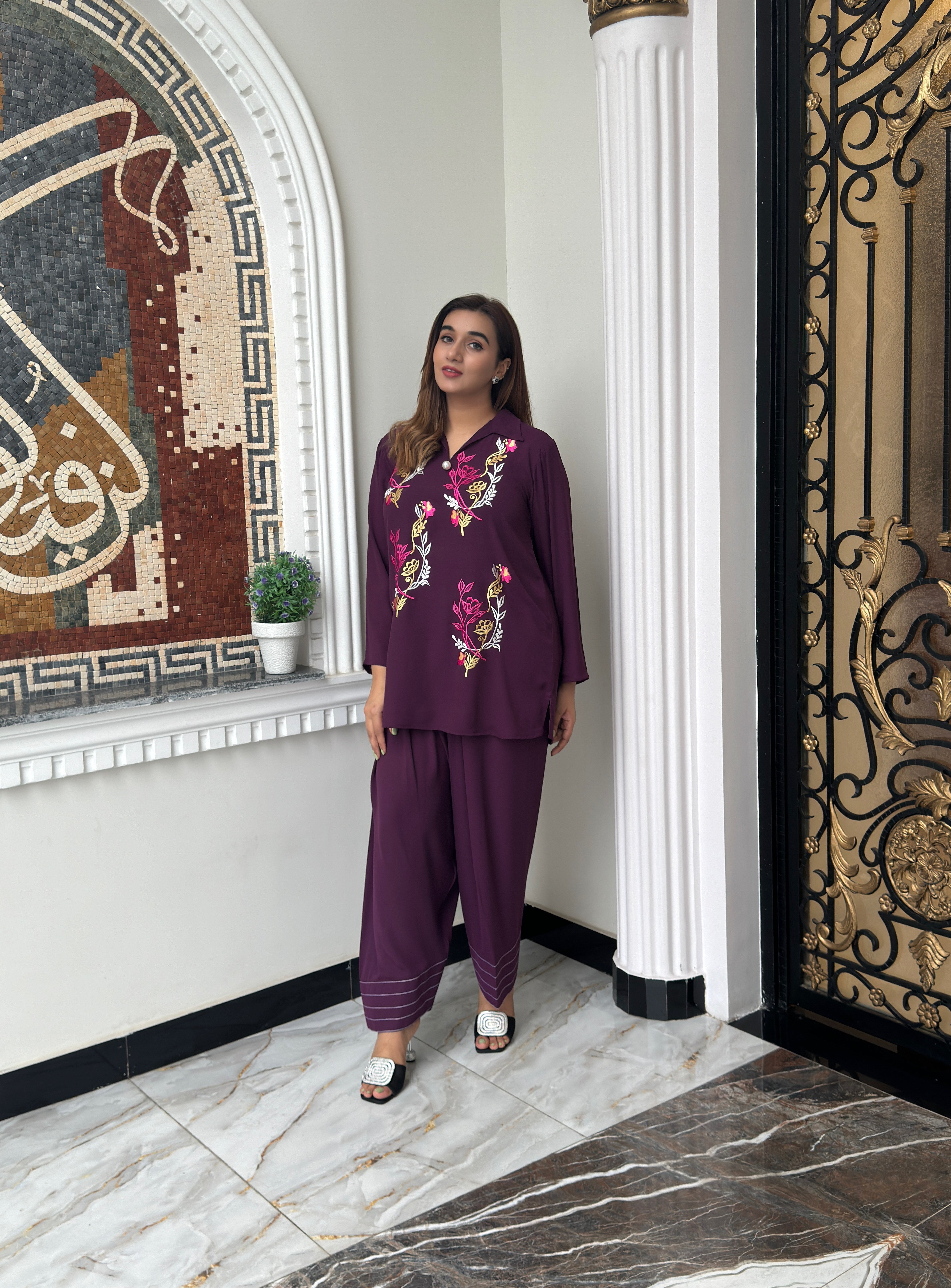 Manahils Stitched Purple Aura Embroidered