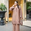 Day to Slay By Mashrib Stitched 2 Piece Summer Suit-Desert Gold