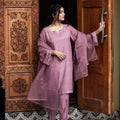Zauk Stitched 3 Piece Collection-Lavender Three Piece Dress