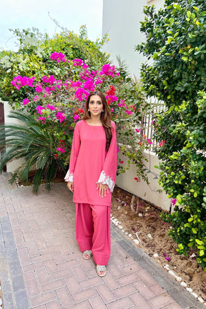 Manahils Stitched Peach Embroidered Two Pc