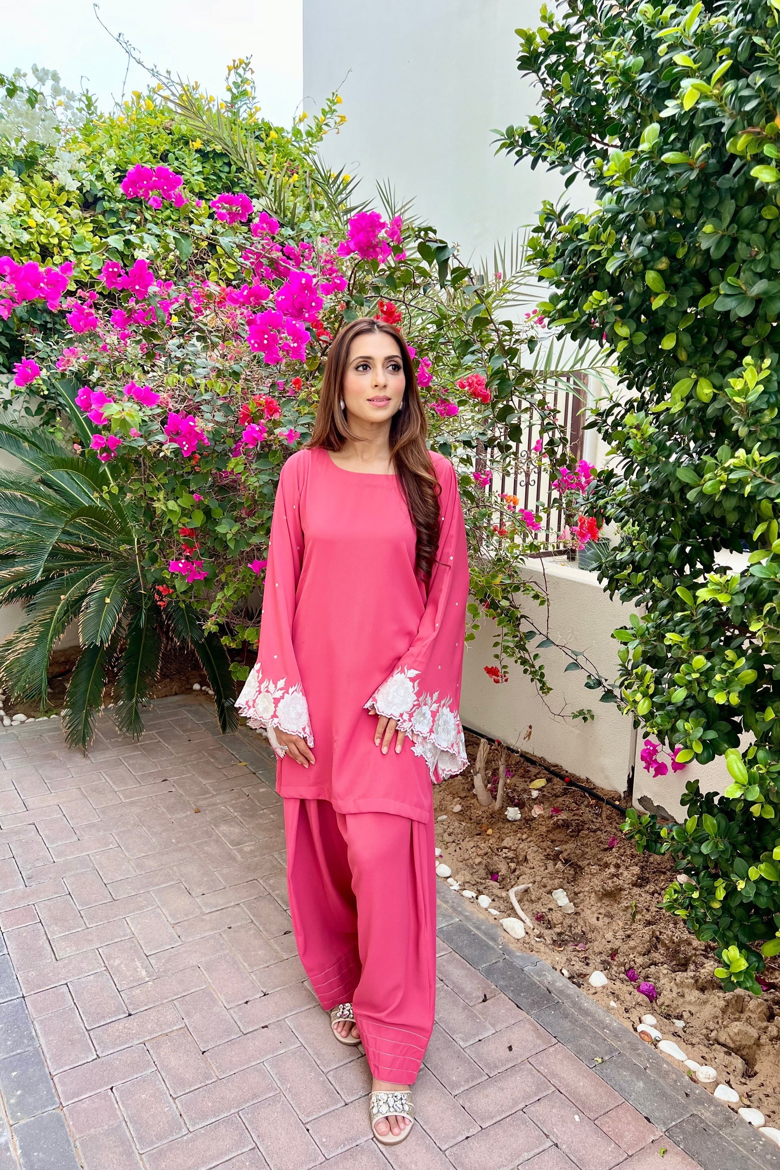 Manahils Stitched Peach Embroidered Two Pc