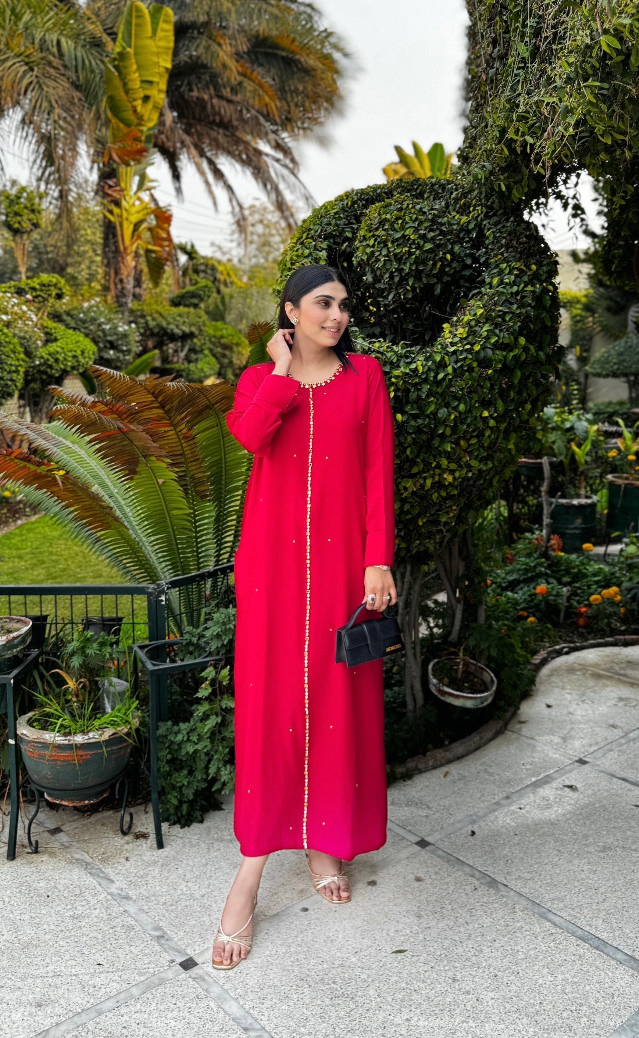 Manahils Stitched Red Embellished Swarovski