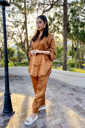 Urban Cut 2 Piece Cotton Satin Embellished  Co- Ord Set