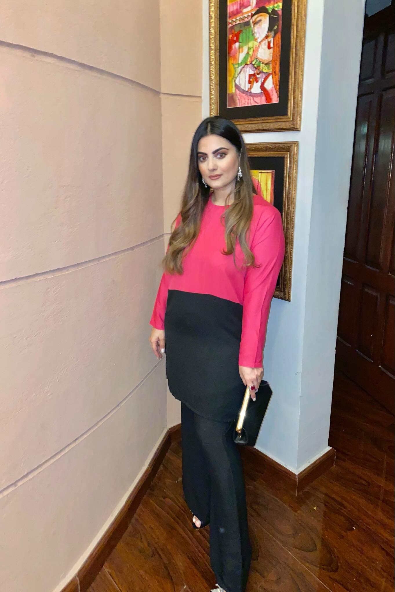 Manahils Stitched Co Ords Black & Pink Co-Ord Set