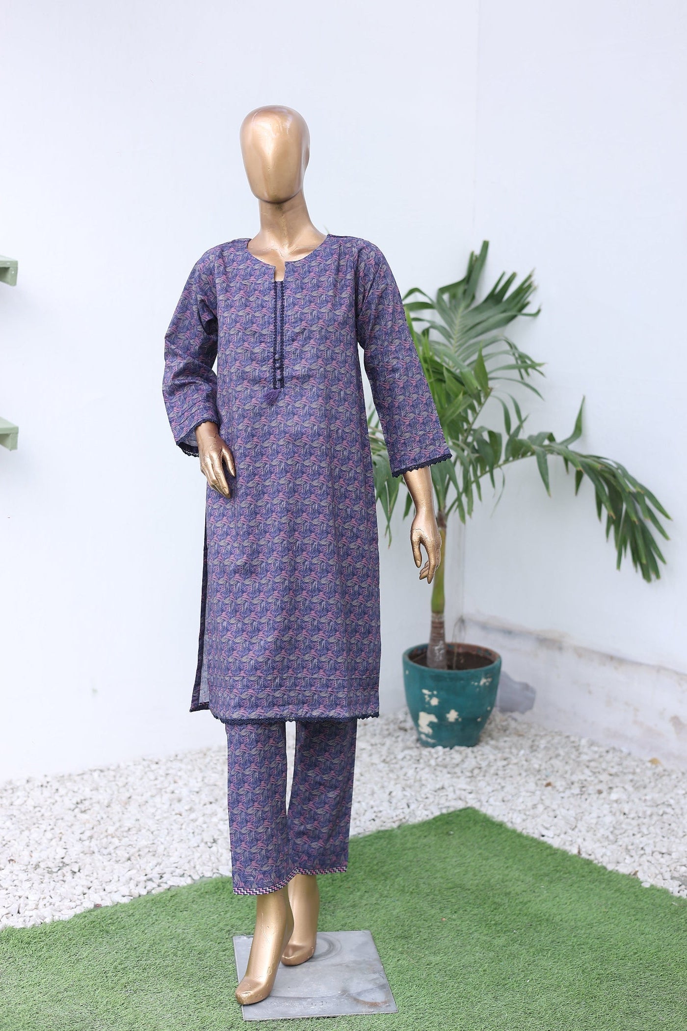 Suntex Stitched Co Ords Printed Lawn Suit-OS-2643-Purple