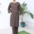 Suntex Stitched Co Ords Printed Lawn Suit-OS-2645-Dark Brown