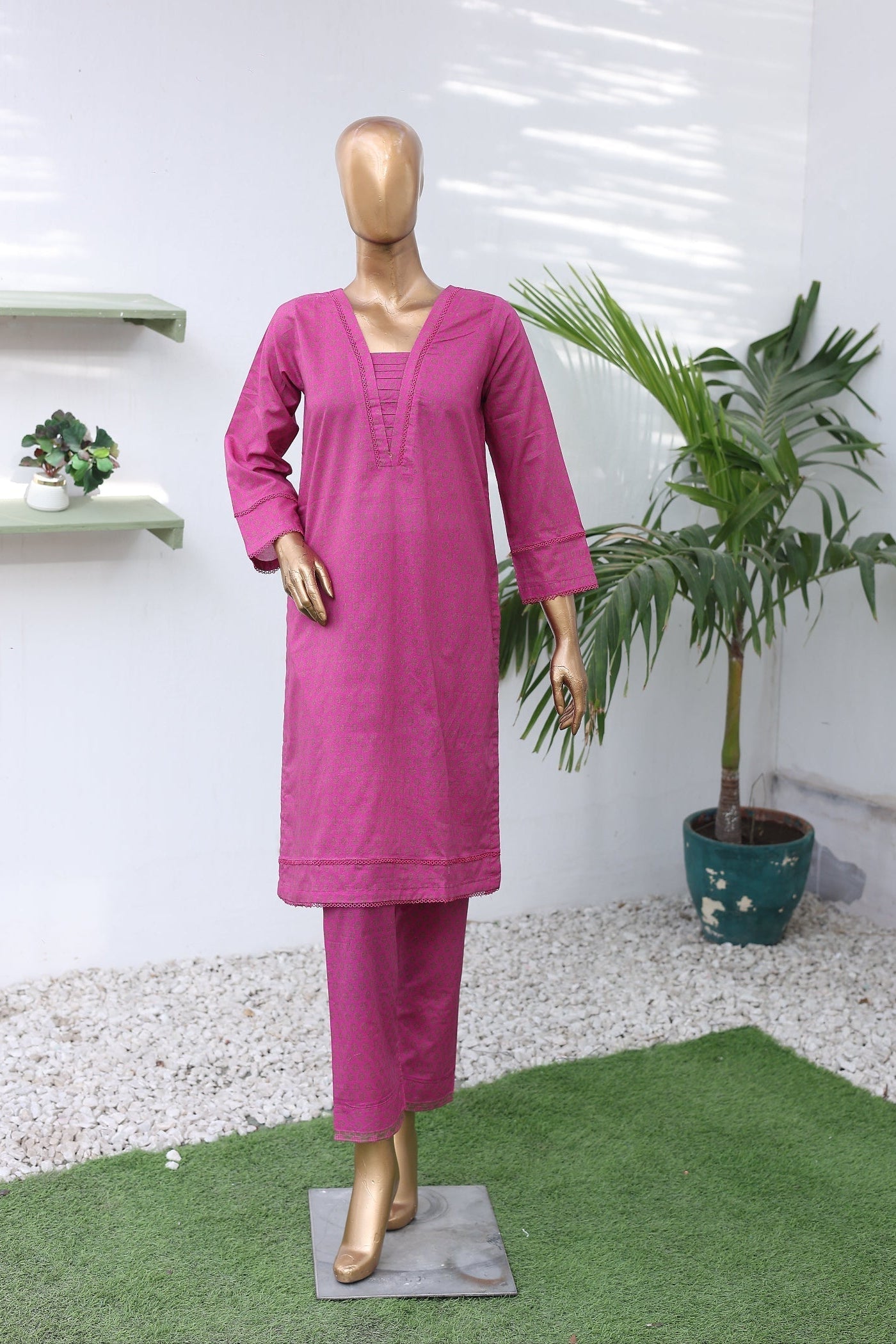 Suntex Stitched Co Ords Printed Lawn Suit-OS-2647-Pink
