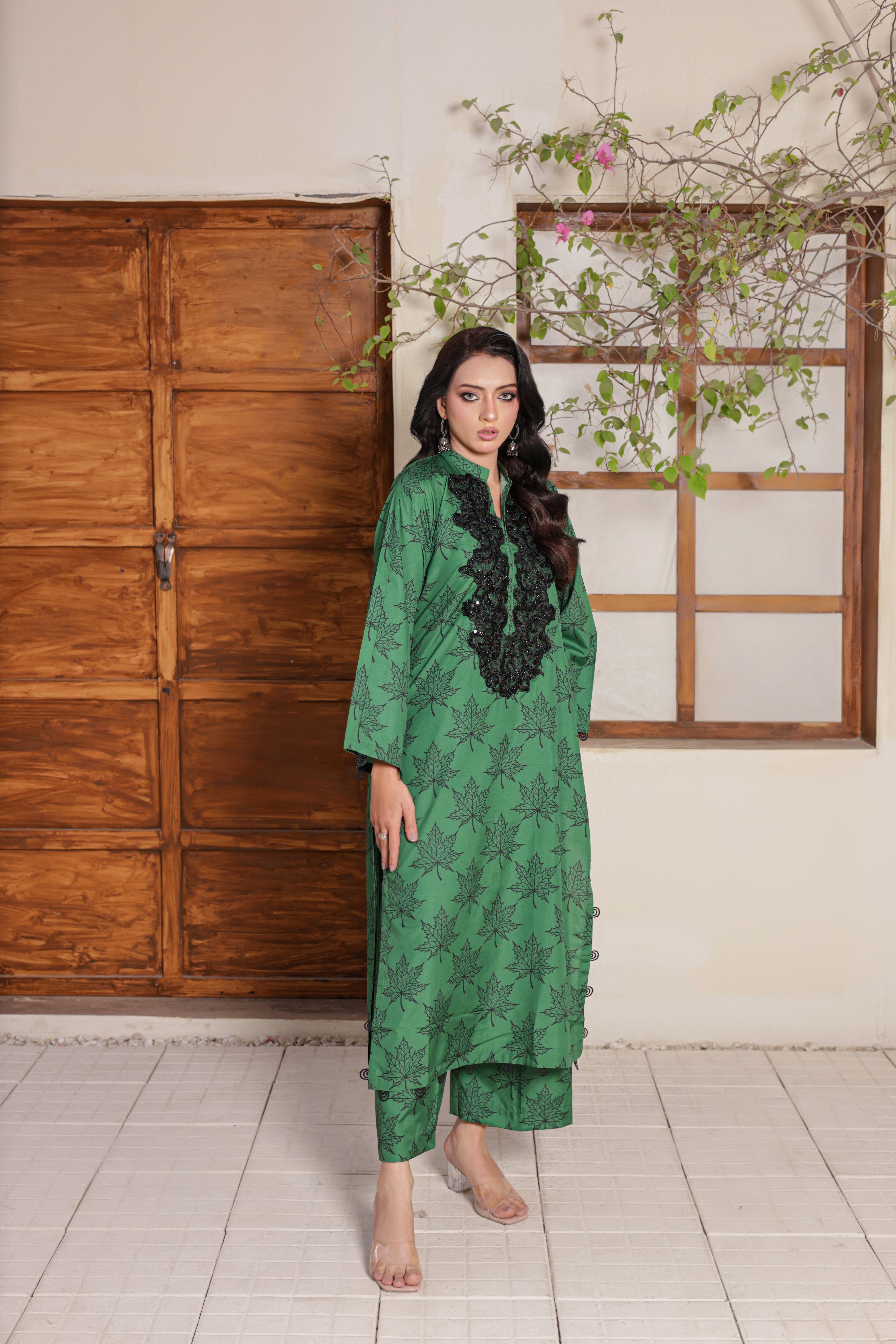 Madiha Gohar Stitched 2 Piece Suit-AYEN Green