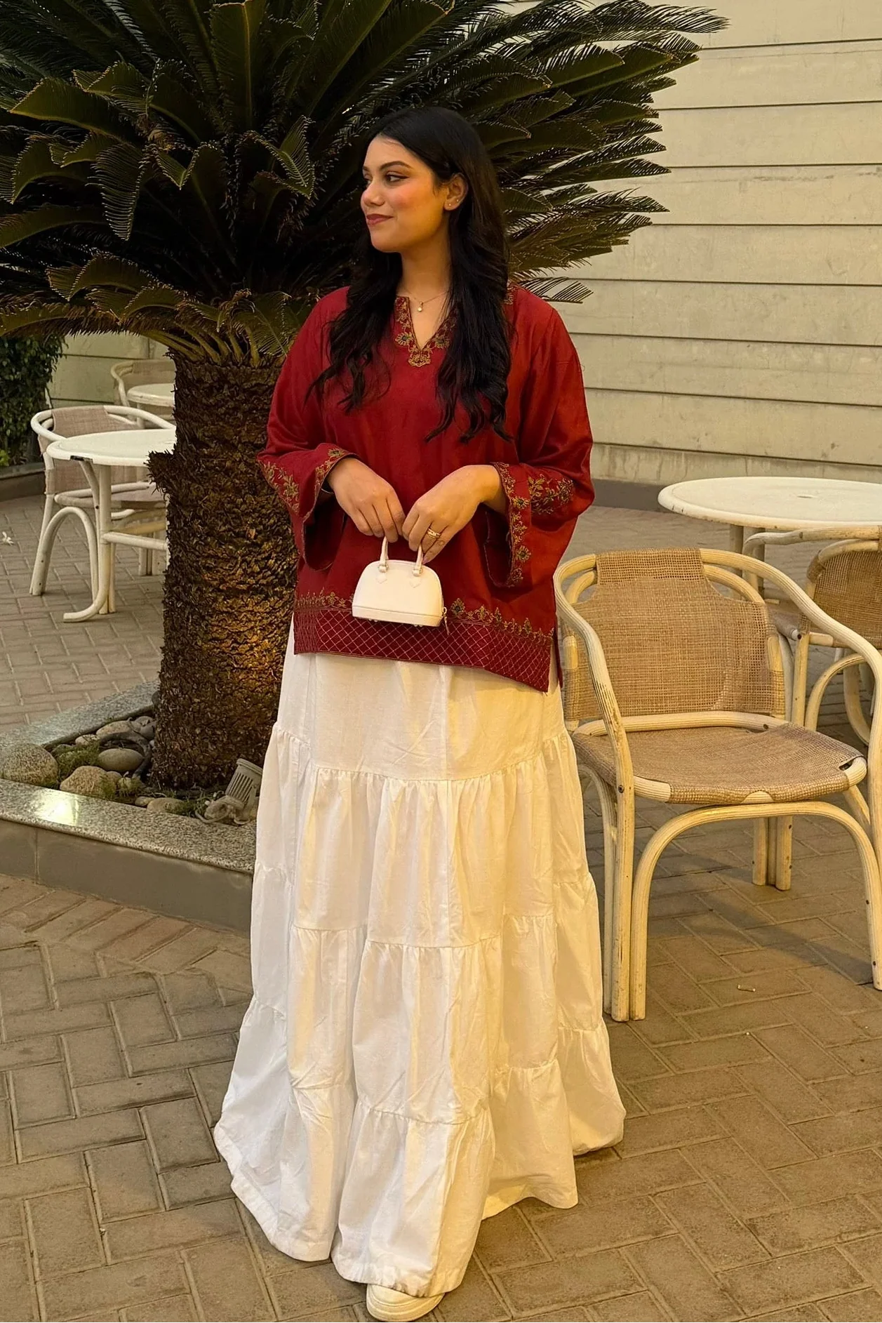 Urban Cut Embroidered Flowy Kurti Top