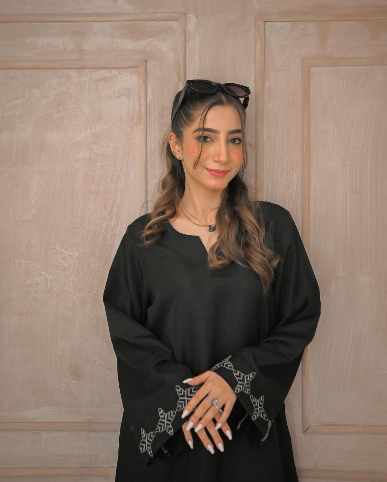 Zauk Stitched 2 Piece Eid Collection-Smoky Black Embroidered Two Piece Dress