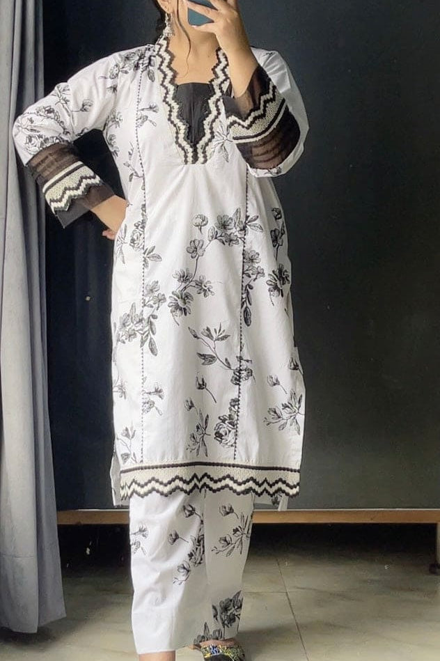 Urban Cut 2 Piece Cotton Embroidred Suit