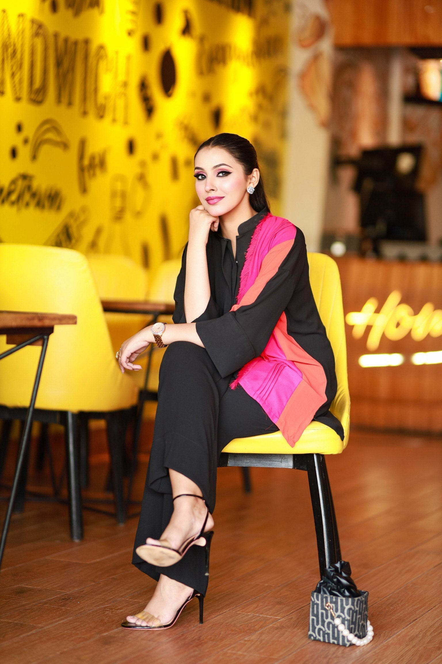 Manahils Stitched Co Ords Color Block Fringes Co-Ord Set