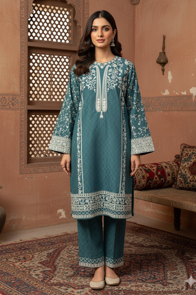 Flutterby Stitched 2 Piece Cotton Satin Winter Collection'2025-Dania - tl