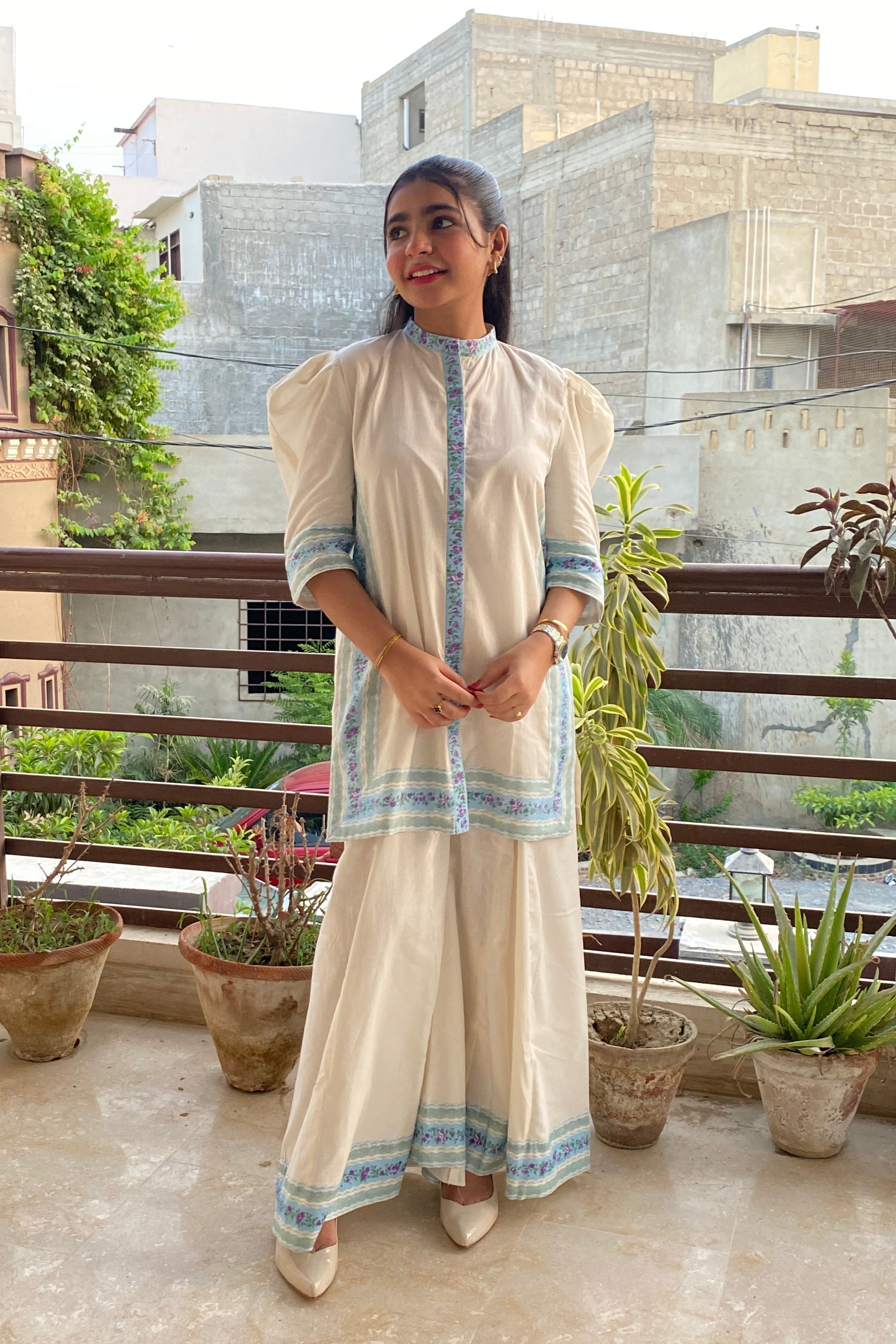 Urban Cut Stitched 2 Piece Cotton Embellished Co-Ord Set with DHAKA PANT