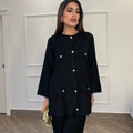 Manahils Stitched Co Ords Black Button Co-Ord Set