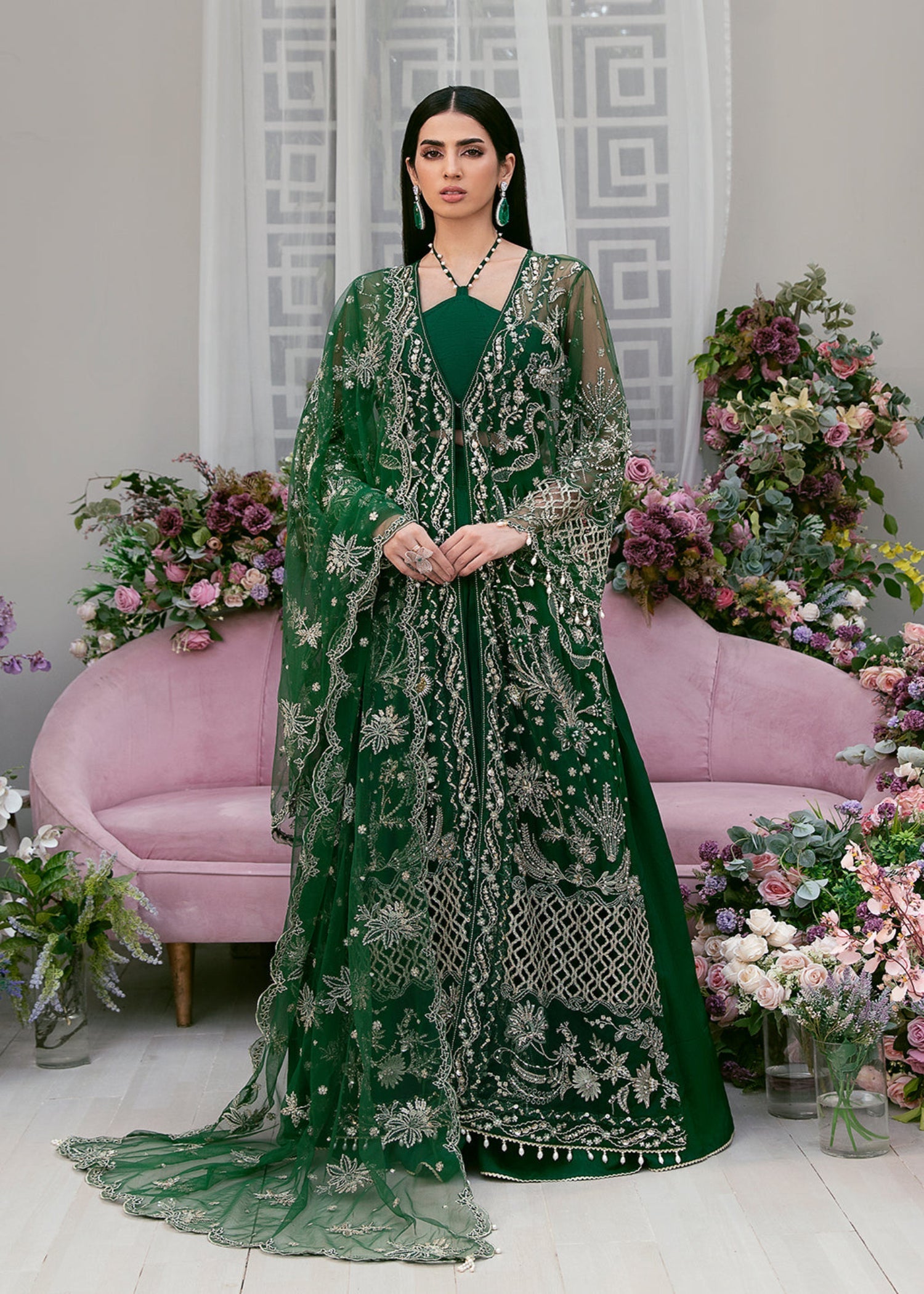 La More Unstitched 3 Piece Wedding Collection-Exotic Emerald