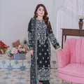 Umer Aayan 03-Piece Mahpara Embroidered Black Chiffon Suit