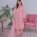 Umer Aayan Mahpara 03-Piece Embroidered Pink Chiffon Suit