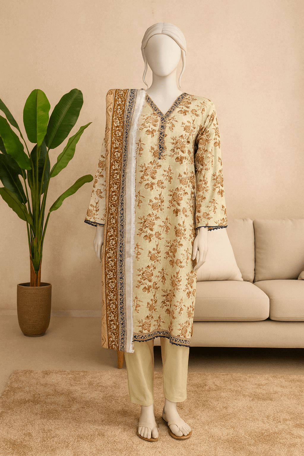 Almeerah Unstitched 3 Piece Luxe Summer Collection'2025-Ivory Cream Whisper