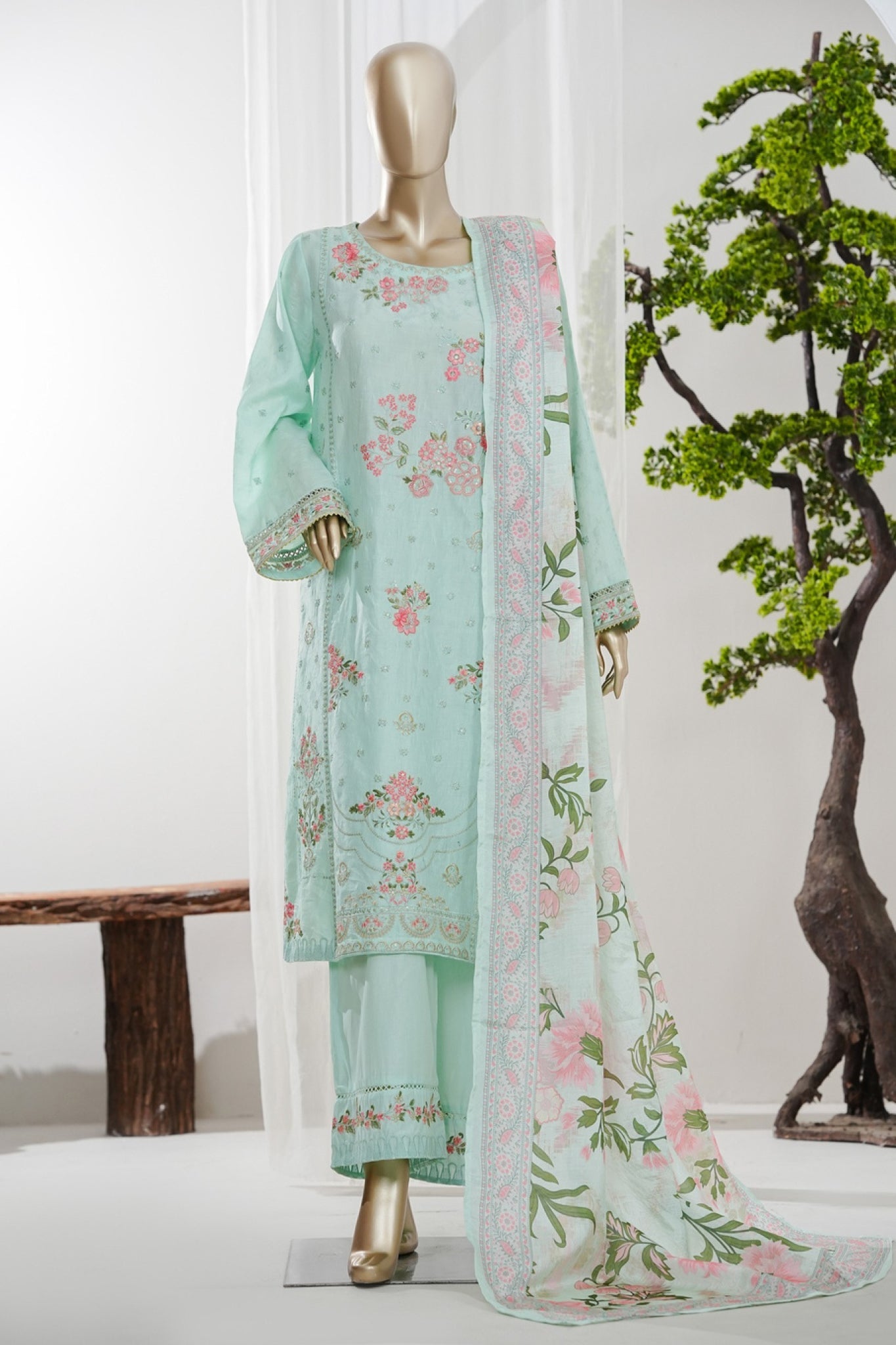 Bin Saeed Stitched 3 Piece Luxury Jacquard Vol-01 Suit-JAQ-2925-FEROZI