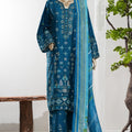 Bin Saeed Stitched 3 Piece Luxury Jacquard Vol-01 Suit-JAQ-2931-BLUE