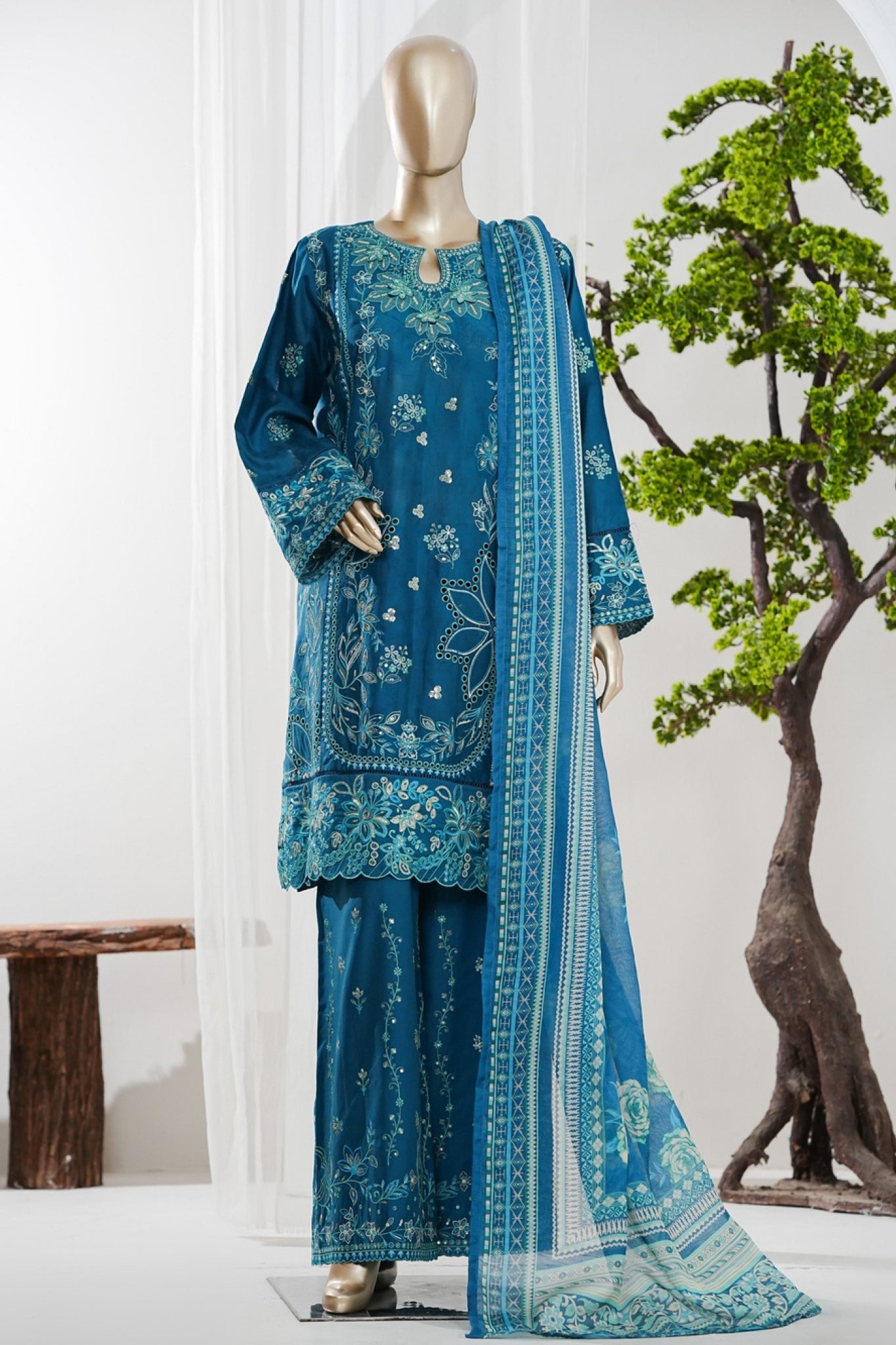 Bin Saeed Stitched 3 Piece Luxury Jacquard Vol-01 Suit-JAQ-2932-ZINK