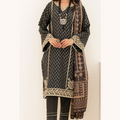 zellbury -Embroidered Shirt Shalwar Dupatta - Black - Yarn Dyed Suit-0290