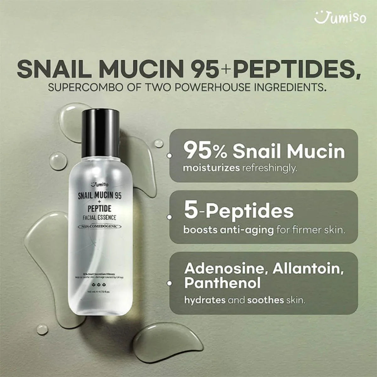 Jumiso Snail Mucin 95+ Peptide Facial Essence - 140ml
