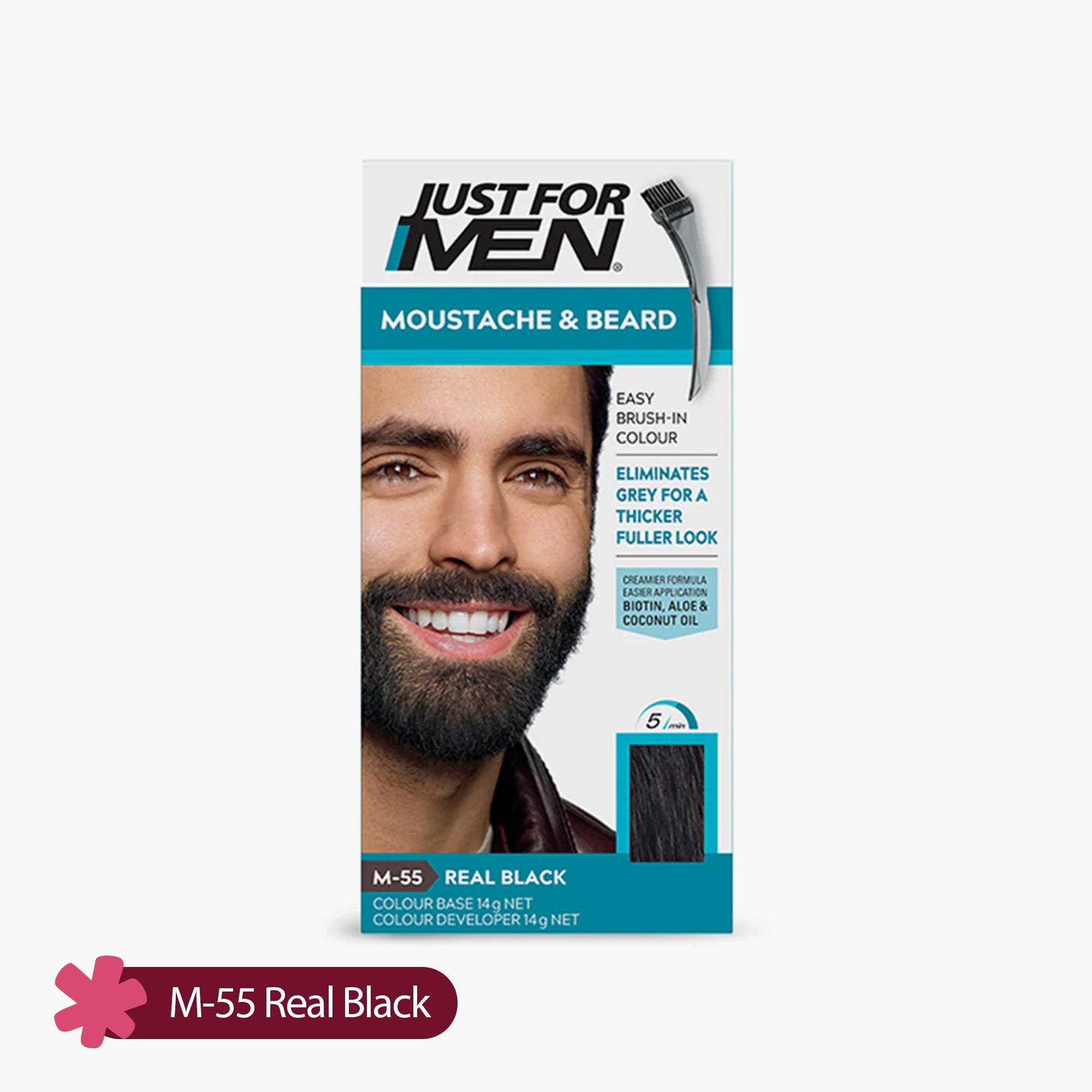 Just For Men Moustache & Beard Easy Brush-In Color M-55 Real Black