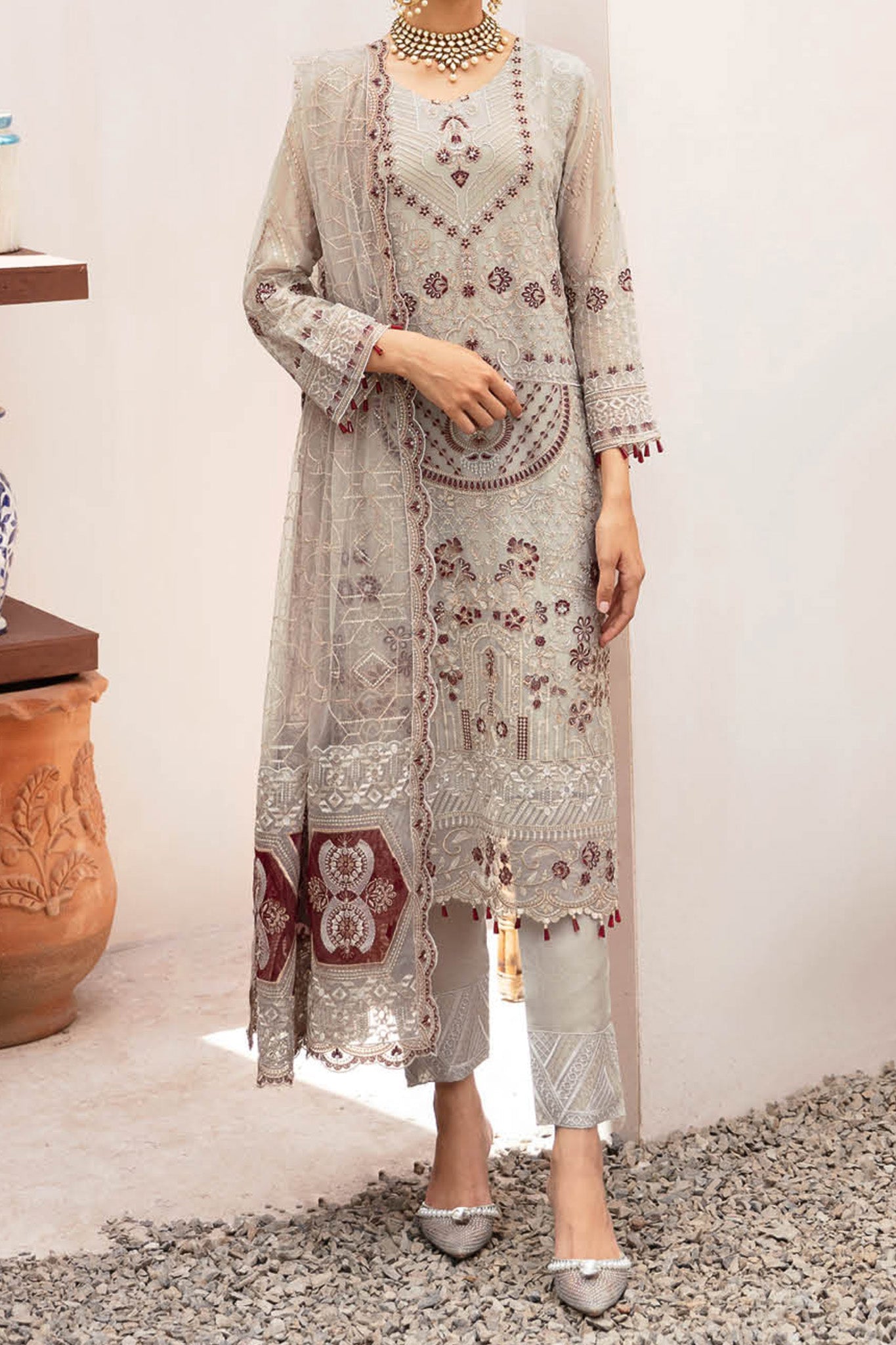 Kashish By Ramsha Unstitched 3 Piece Weightless Chiffon Vol-02 Collection'2024-K-208