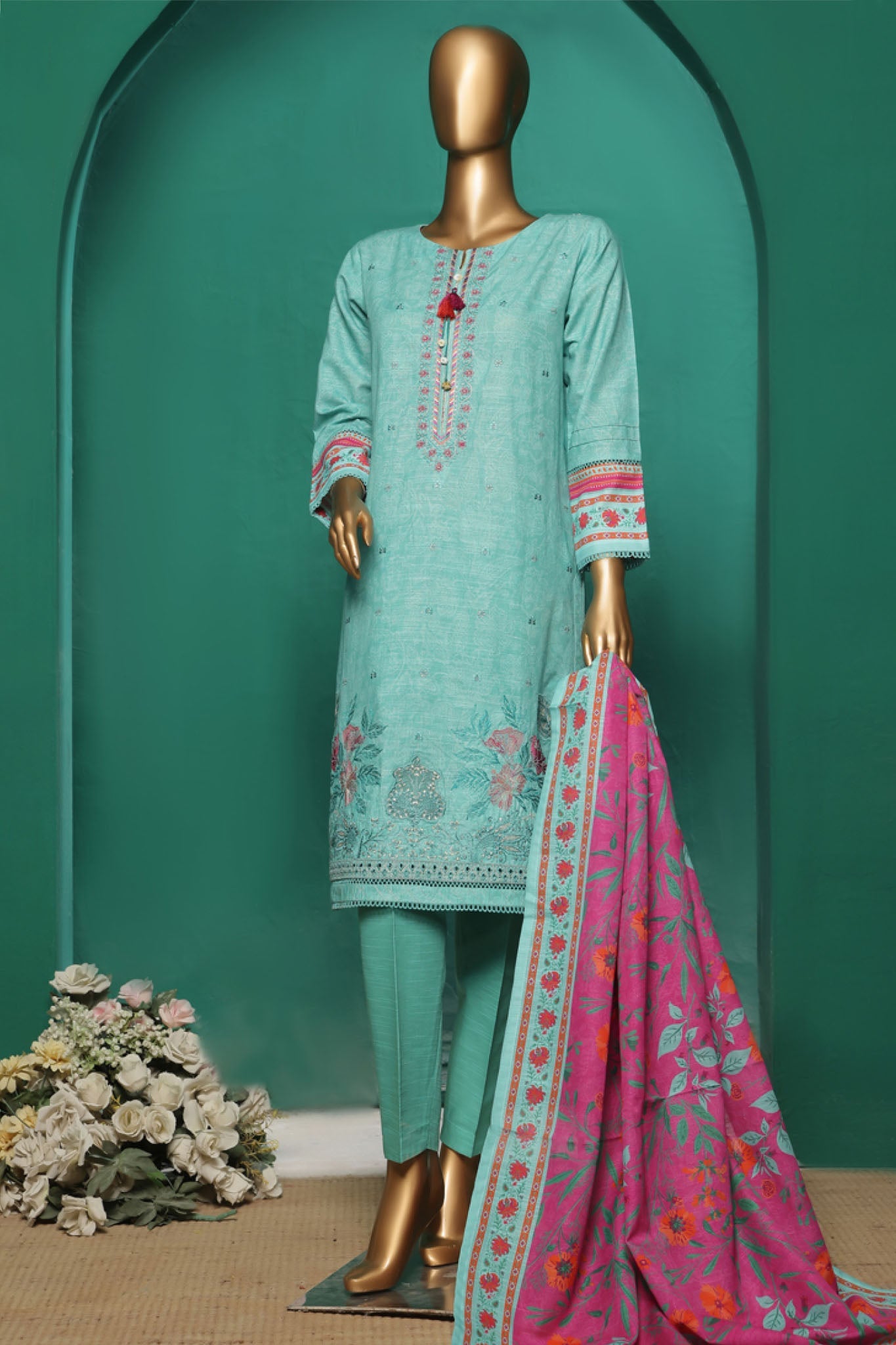HZ Stitched 3 Piece Emb Khaddar Vol-03 Collection'2024-KE-927