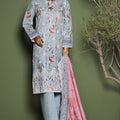 HZ Stitched 3 Piece Emb Printkari Khaddar Suit-KPS-2542-Blue