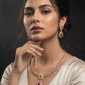 Zeesy Kavita Art Oval Crystal Necklace Set