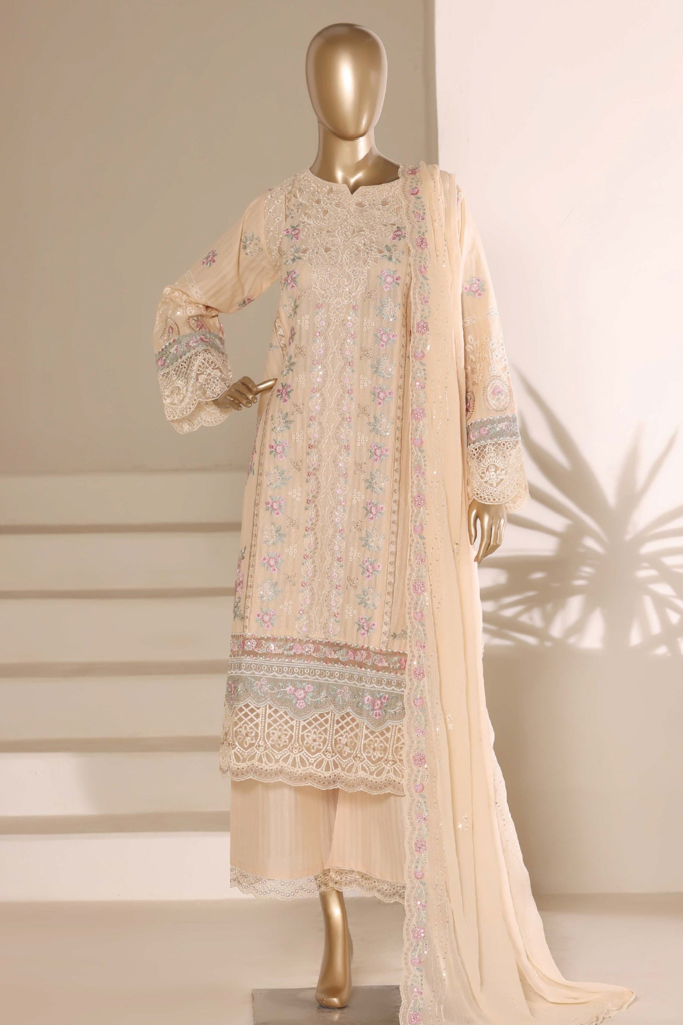 Sada Bahar Stitched 3 Piece Luxury Emb Festive Vol-05 Suit-LEL5-MK-253-SKIN