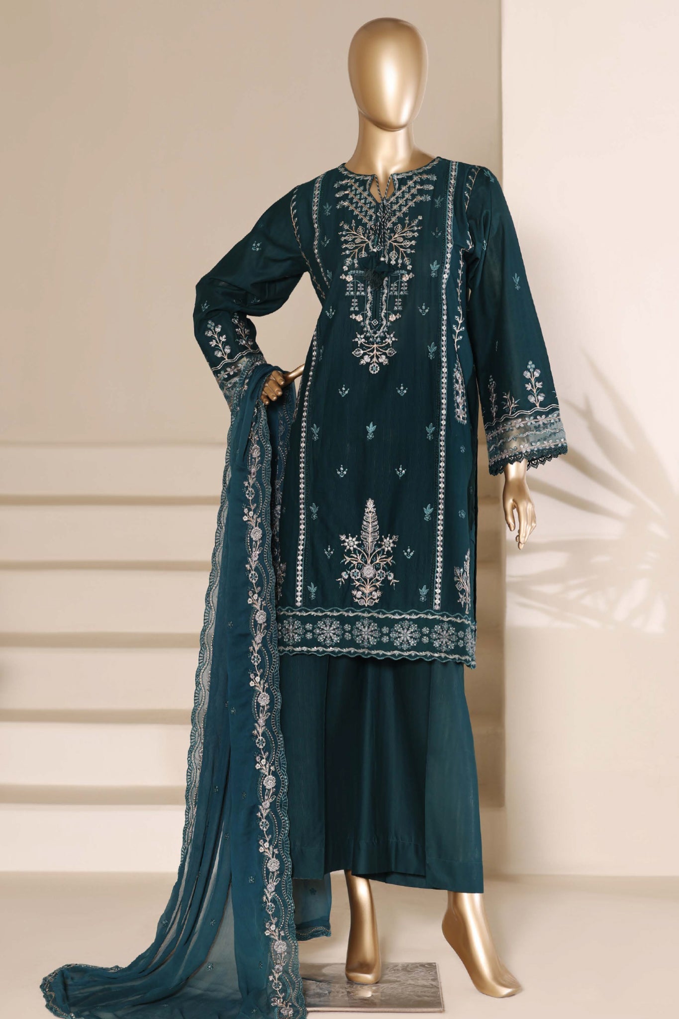 Sada Bahar Stitched 3 Piece Luxury Emb Festive Vol-05 Suit-LEL5-MK-257-GREEN