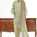 Bin Saeed Stitched 3 Piece Luxury Plain Cotton Collection-LF-1487-Pista