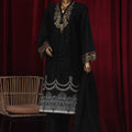 Bin Saeed Stitched 3 Piece Luxury Plain Emb Cotton Vol-03 Collection-LF-1797-Black