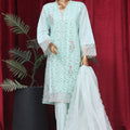 Bin Saeed Stitched 3 Piece Luxury Plain Emb Cotton Vol-03 Collection-LF-1798-Ferozi