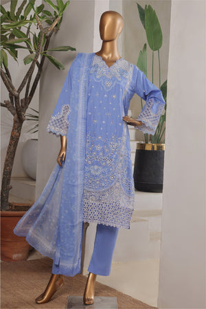 Bin Saeed Stitched 3 Piece Plain Lawn Vol-01 Collection'2025-LF-2272-Ferozi