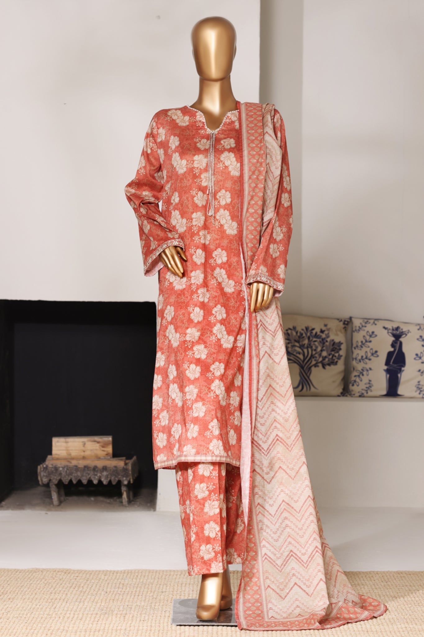 Bin Saeed Stitched 3 Piece Exclusive Printed Lawn Vol-03 Suit-LSM-2800-PINK