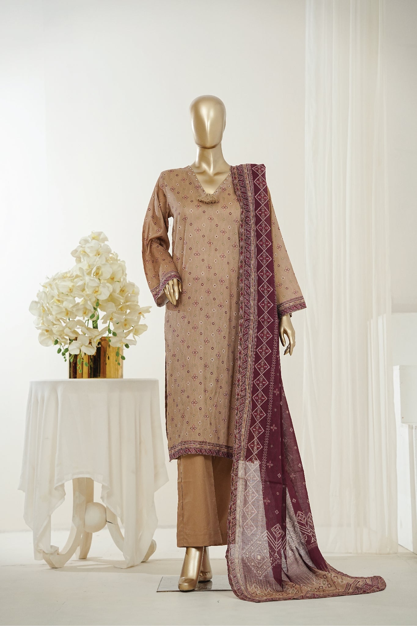 Bin Saeed Stitched 3 Piece Exclusive Printed Lawn Vol-10 Suit-LSM-2948-SKIN