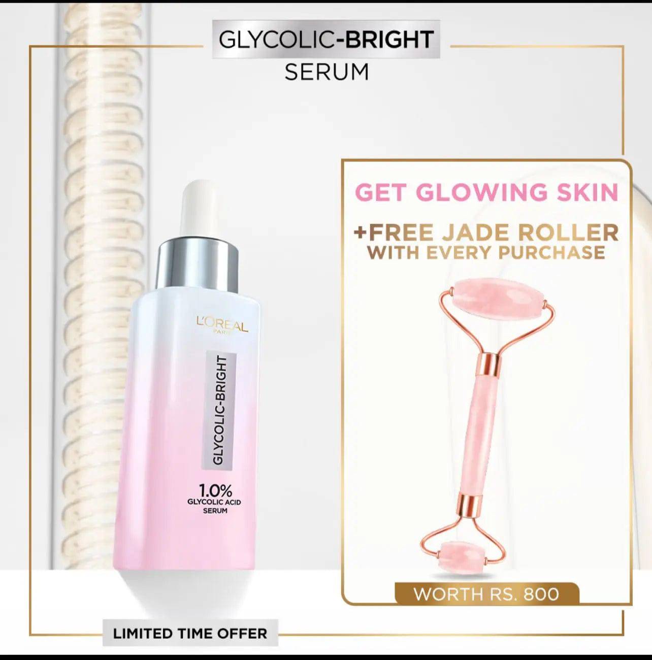 L'Oreal Glycolic Serum 30Ml + Free Jade Roller - My Store