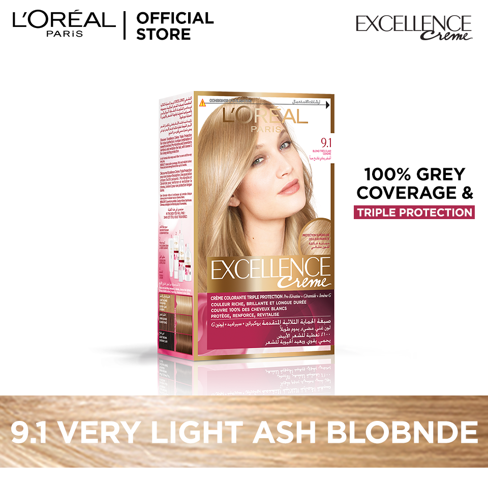 L'Oreal Excellence Creme Hair Colour# 9.1 Very Light Ash Blonde