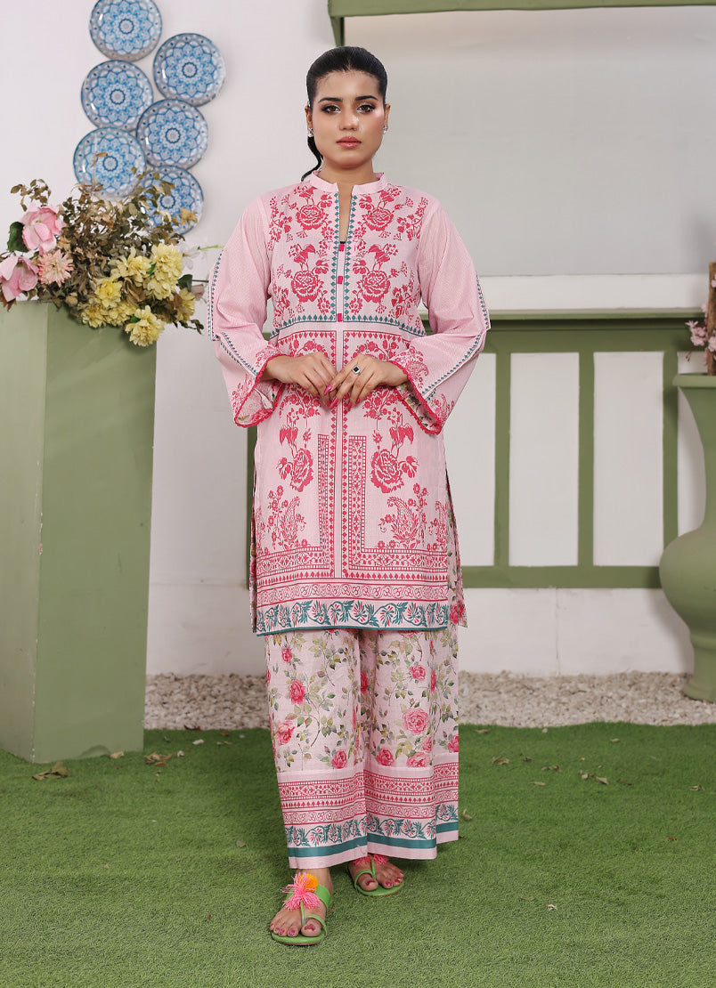 Whimsical Garden By Ahlam Stitched Summer Co-Ords Suit-Rose Radiance