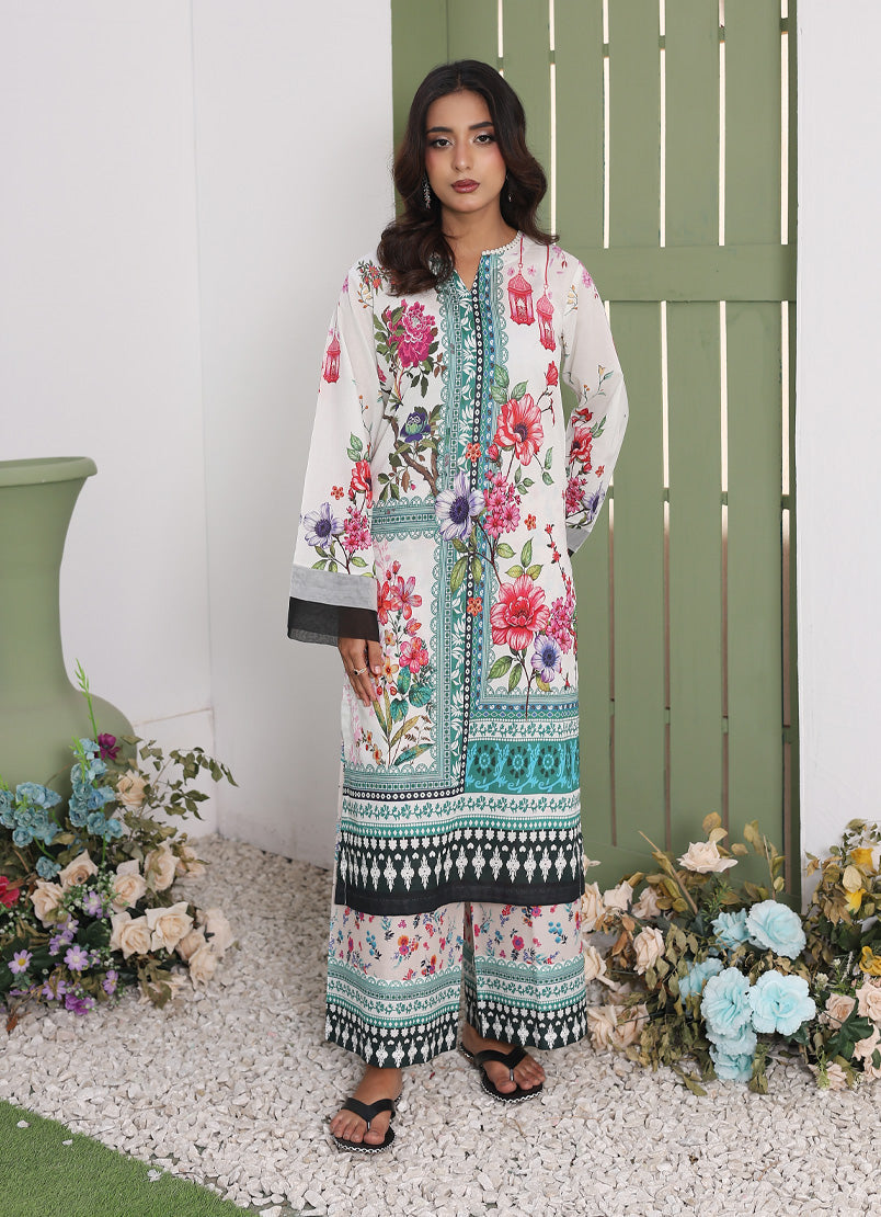 Whimsical Garden By Ahlam Stitched Summer Co-Ords Suit-Floral Charm