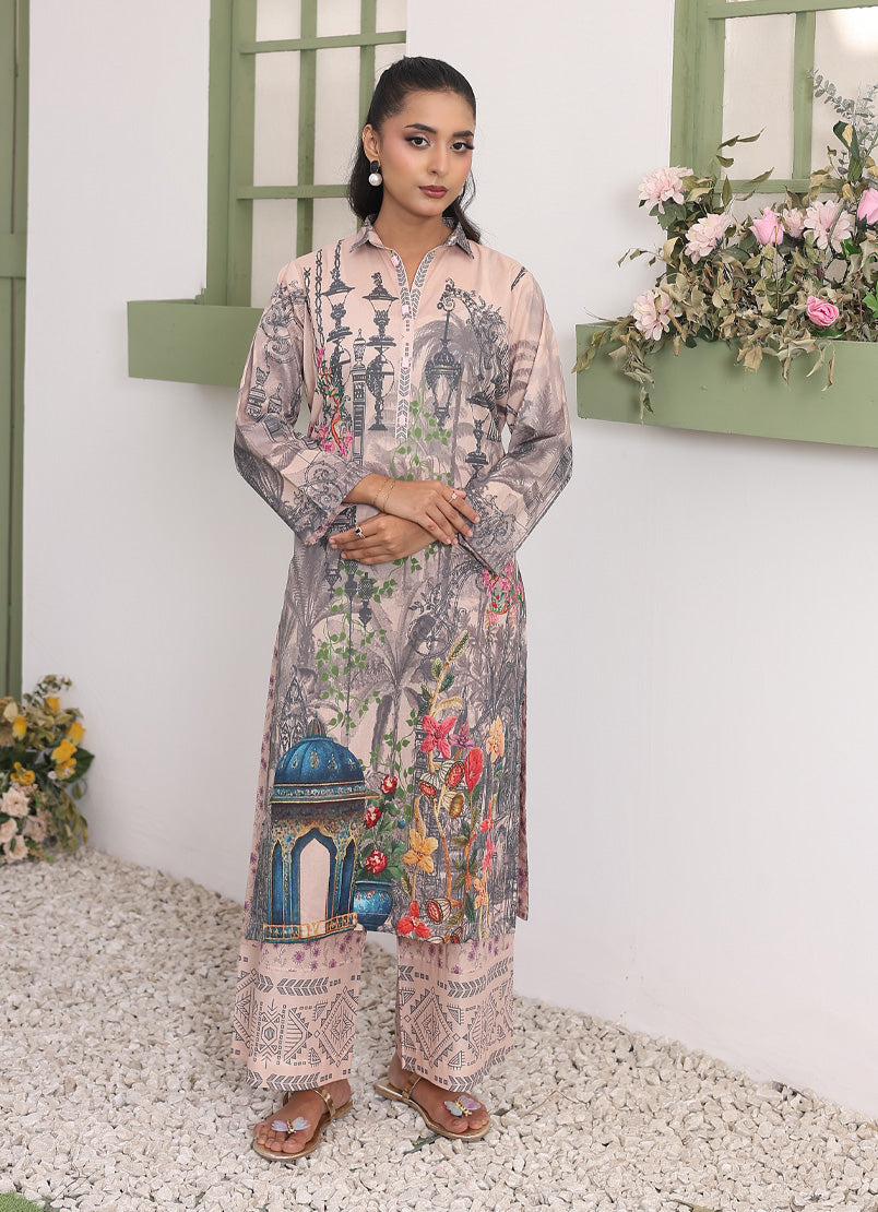 Whimsical Garden By Ahlam Stitched Summer Co-Ords Suit-Blush Harmony